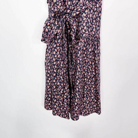 New Rebecca Taylor 0 Navy Blue Pink Francesca Floral Square Neck Short Dress - Picture 5 of 14